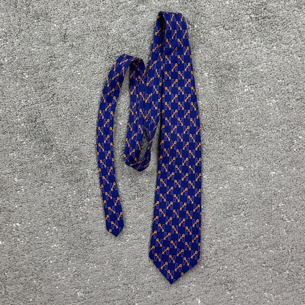 Alynn Necktie Mens OS Purple Gold Key Geometric Silk Business Preppy Novelty